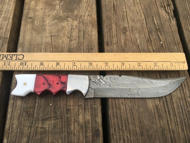 Trailing Point Damascus Knife