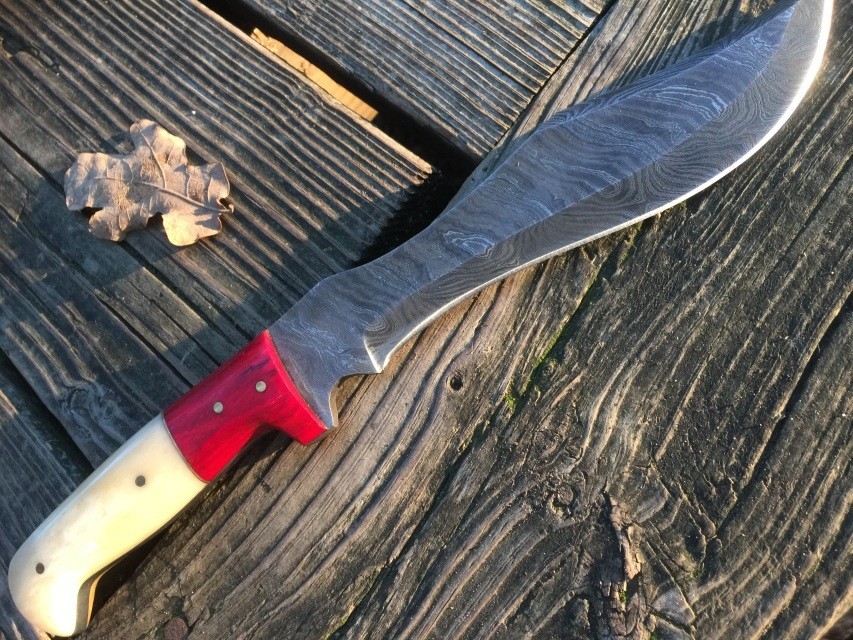 Damascus Filet Knife with Black &amp; White Bone Handle, BY CUSTOM ORDER ONLY