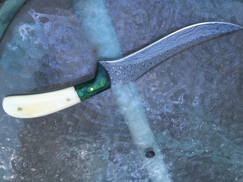 Beautiful Damascus Trailing Point Blade, BY CUSTOM ORDER ONLY