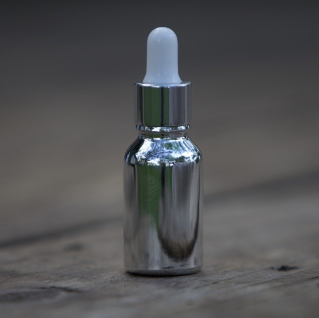 Empty 0.5 oz SILVER Dropper Bottle