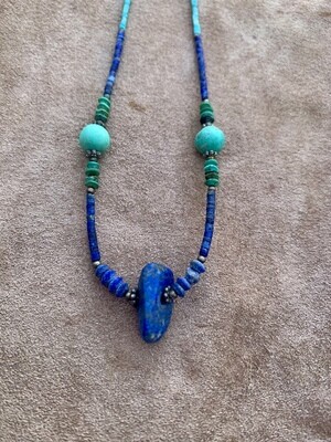 Delicate Lapis Lazuli, Turquoise, &amp; Jade Necklace