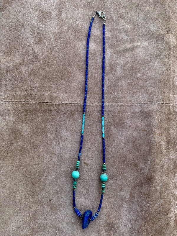 Delicate Lapis Lazuli, Turquoise, &amp; Jade Necklace