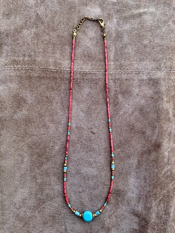 Delicate Turquoise &amp; Coral Necklace
