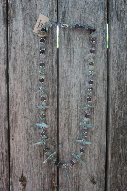 Fluorite, Amethyst &amp; Kyanite Necklace