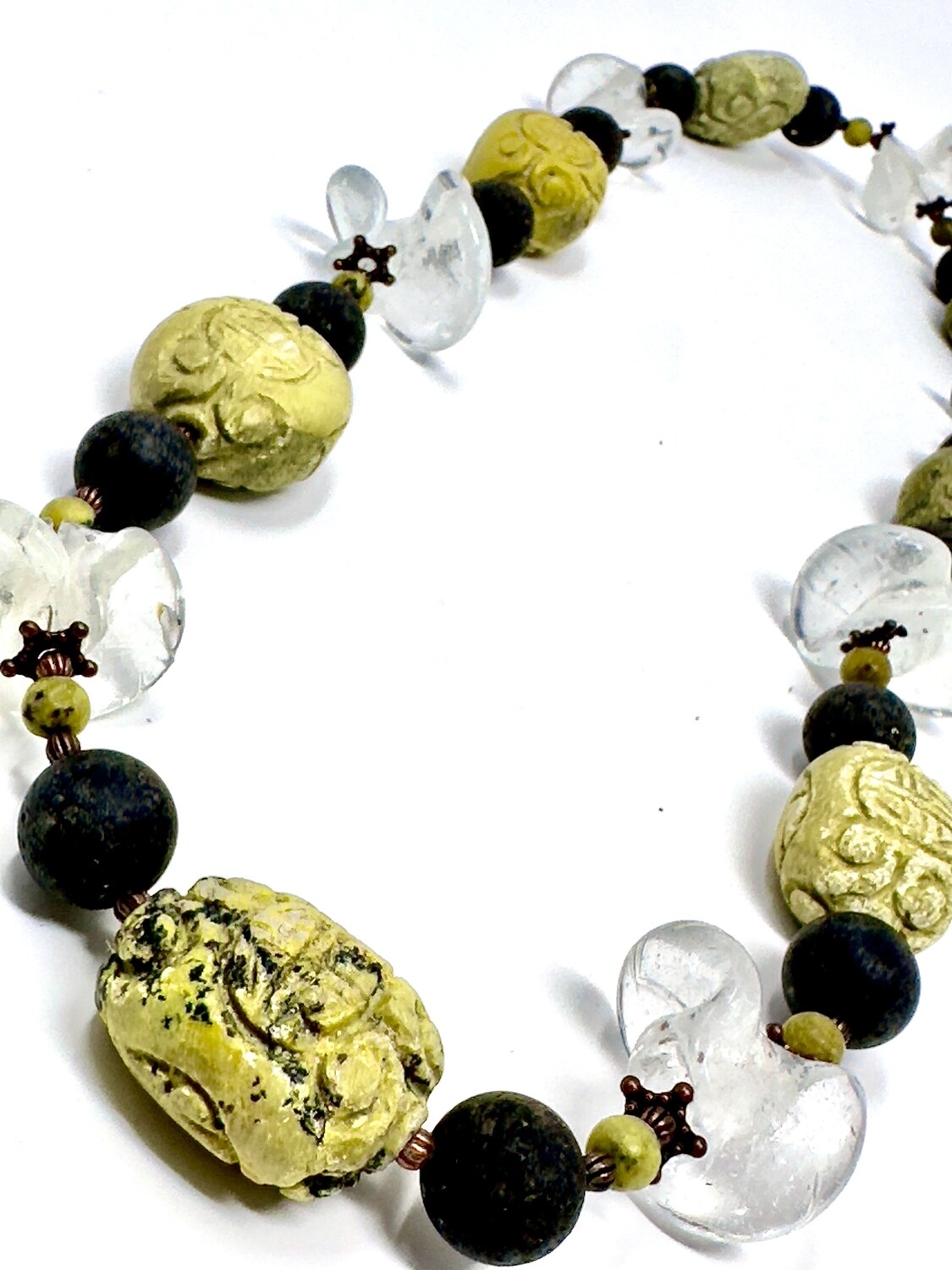 Tektite, Glass &amp; Hand-Carved Soapstone