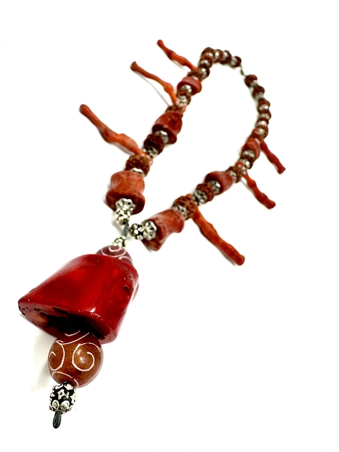 Coral &amp; Rudraksha Necklace
