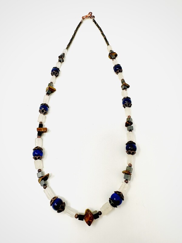 Lapis Lazuli, Rose Quartz, Tiger's Eye &amp; Hematite Necklace