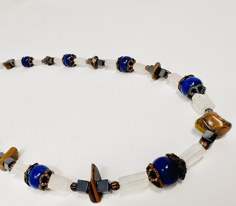 Lapis Lazuli, Rose Quartz, Tiger&#39;s Eye &amp; Hematite Necklace