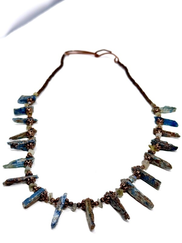 Kyanite &amp; Labradorite on Copper Necklace