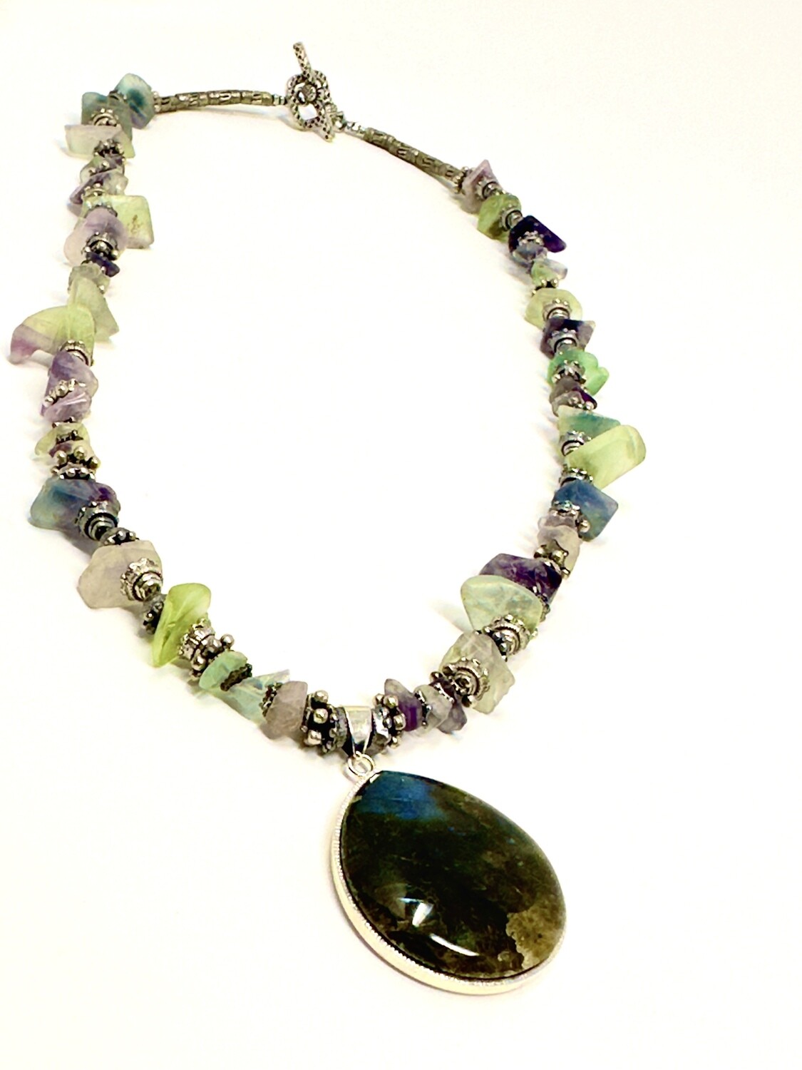 Round Labradorite on Fluorite Necklace