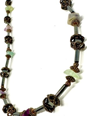 Fluorite, Hematite, & Copper Necklace