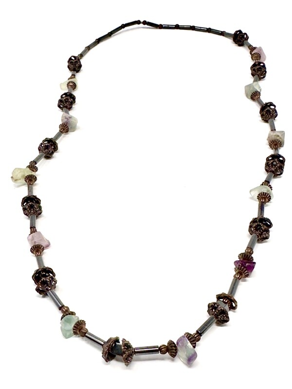 Fluorite, Hematite, &amp; Copper Necklace