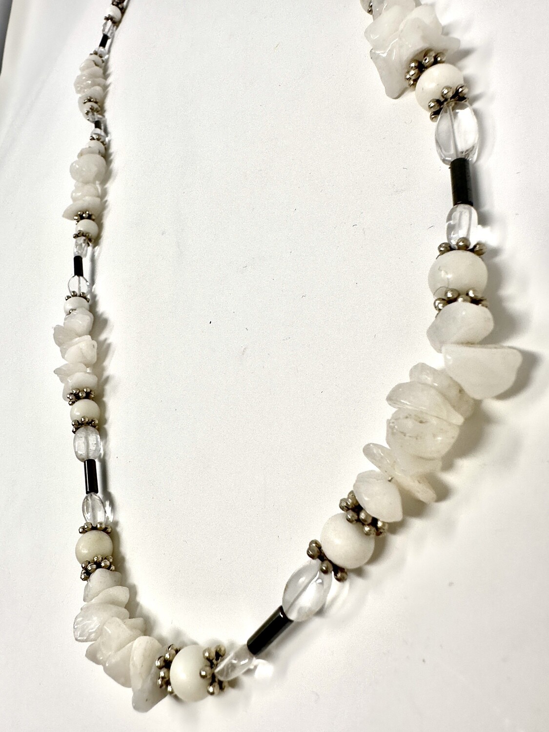 Quartz, White Stone, &amp; Hematite Necklace