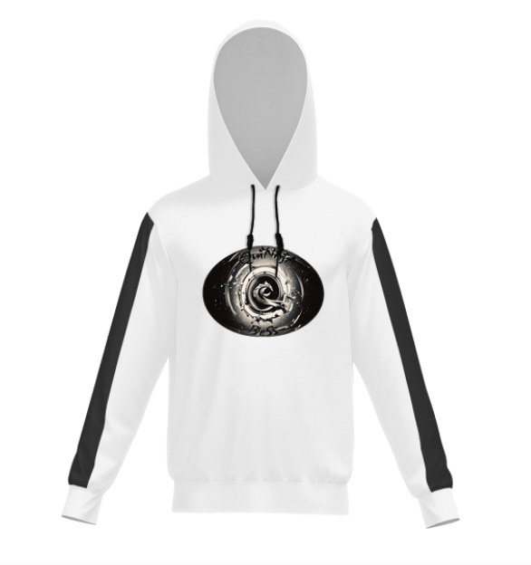 QuiNnjA White Hoodie w/ Black Striped Sleeves