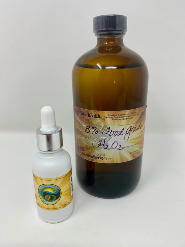16 oz 8% Food Grade Hydrogen Peroxide Diluted in GLASS BOTTLE