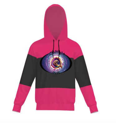 QuiNnjA Hot Pink on Black Hoodie Sweatshirt