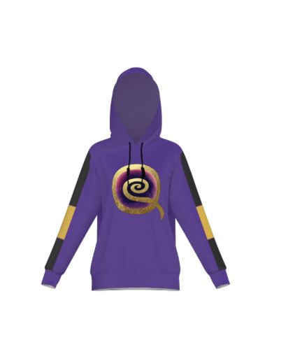 QuiNnjA Purple Hoodie with Black &amp; Gold Striped Sleeves