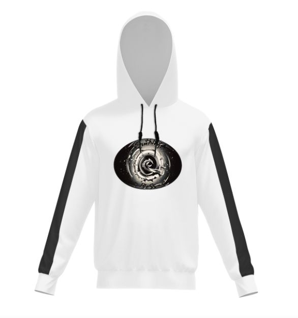 QuiNnjA White Hoodie w/ Black Striped Sleeves