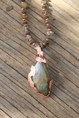 Labradorite Pendant with Hammered Copper