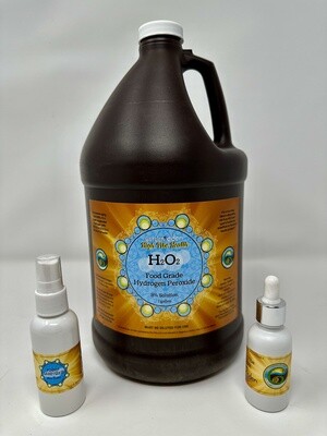 High Vibe Health from The Garden of Eden 1 gallon 8% Food Grade Hydrogen Peroxide, brown bottle