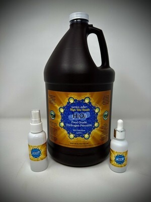 High Vibe Health from The Garden of Eden 1 gallon 35% Food Grade Hydrogen Peroxide, brown bottle