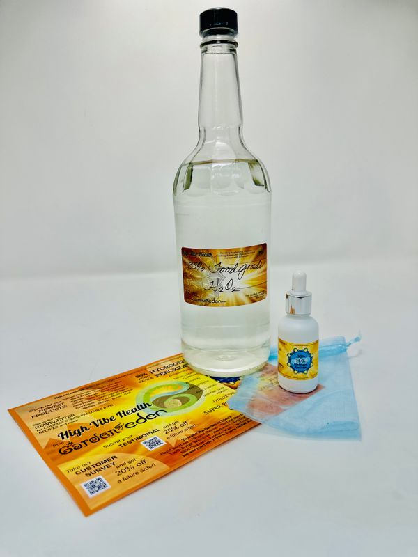 32 oz 35% Food Grade Hydrogen Peroxide in GLASS BOTTLE