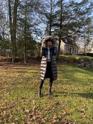 Arianna Long Puffer Silver Fur Coat - In Boutique & Pick Up Arianna Long Puffer Silver Fur Coat - In Boutique & Pick Up