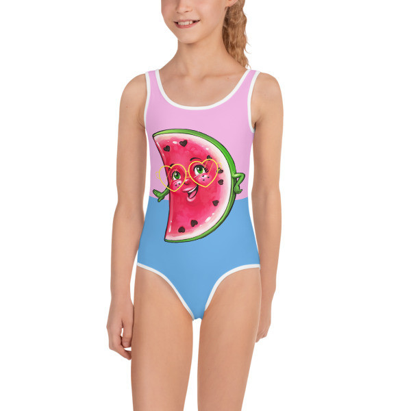 Pink And Blue Watermelon In The Sin Swimsuit, Size: 2T
