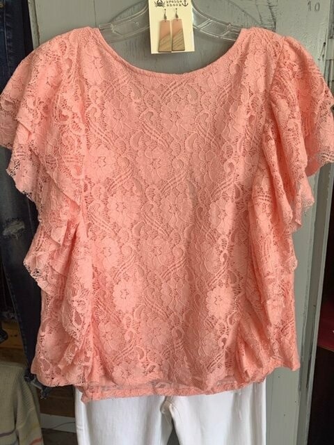 peach lace shirt