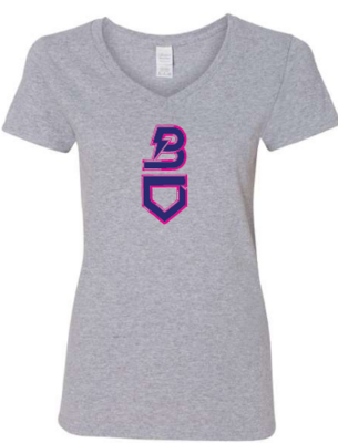 Boom Softball 3D Design V-neck T-shirt