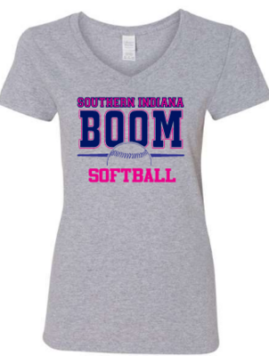 Boom Softball Block Font V-neck T-shirt