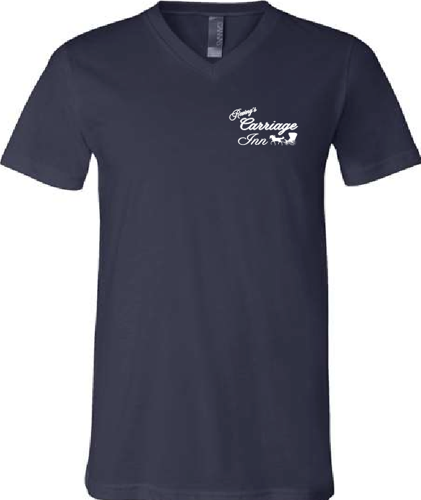 Rexing's Carriage Inn Navy V-neck tee