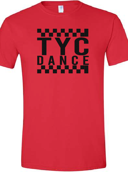 TYC Dance Glitter Checkered Red Tee