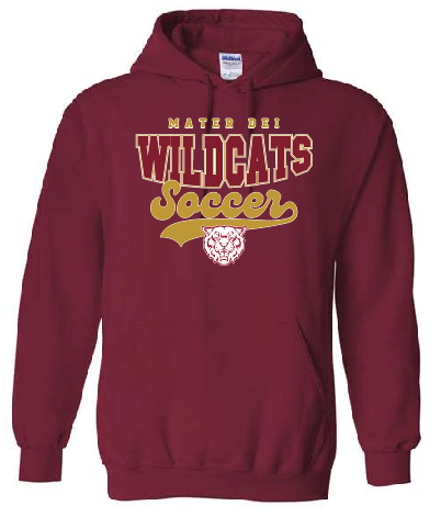 MD Wildcat Head Soccer Hoodie- Gildan