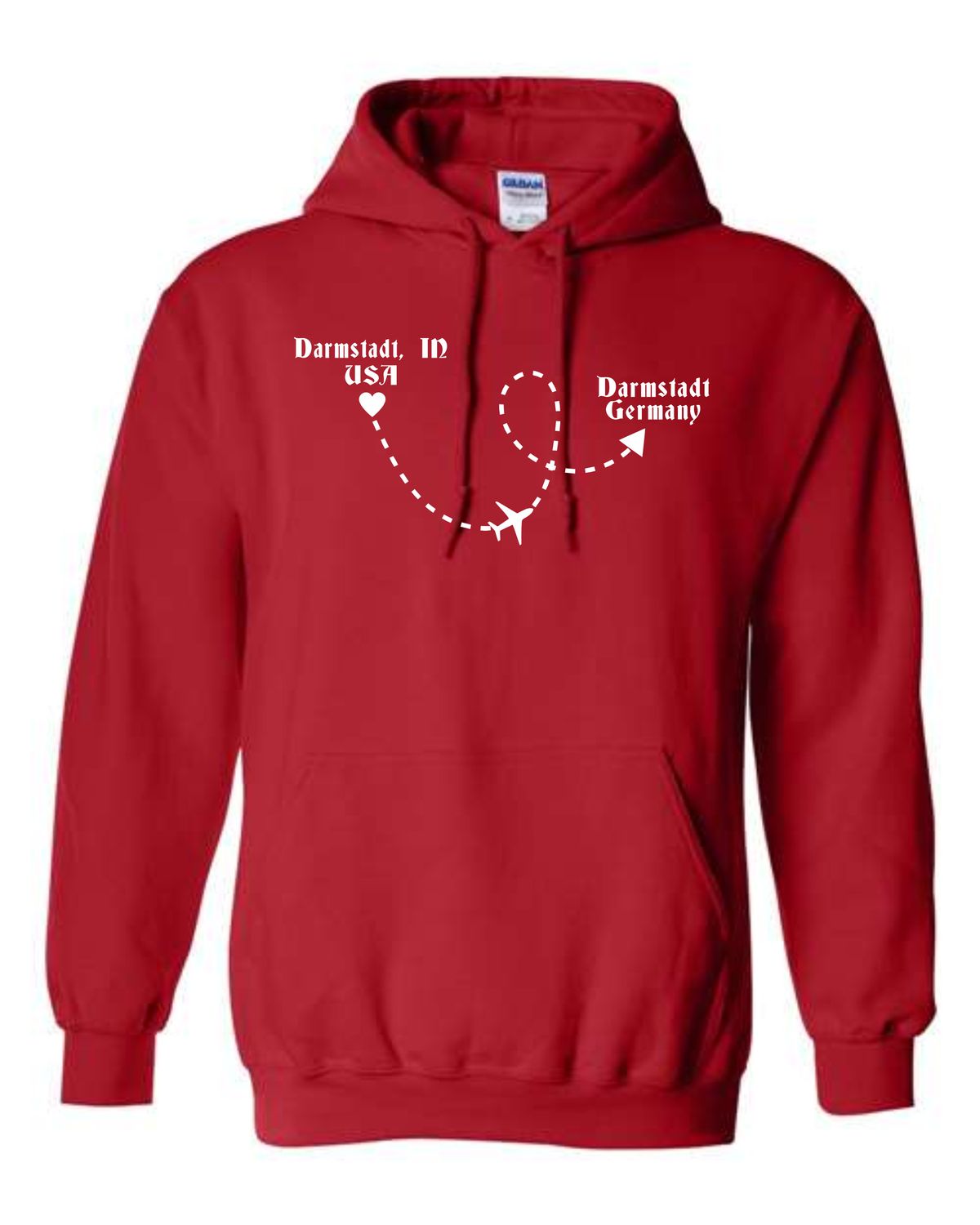 Darmstadt Germany Red Gildan Hoodie