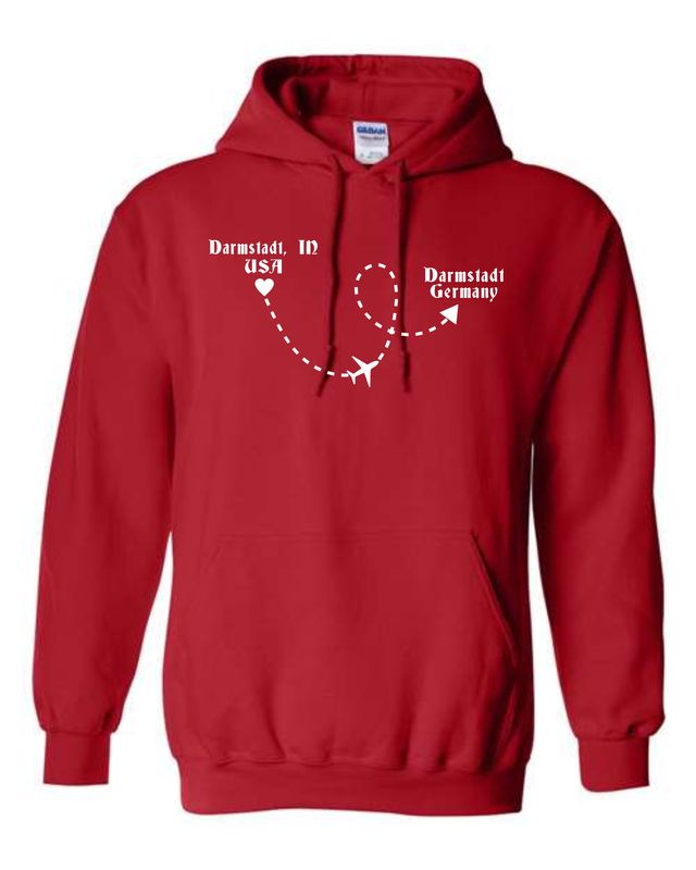 Darmstadt Germany Red Gildan Hoodie