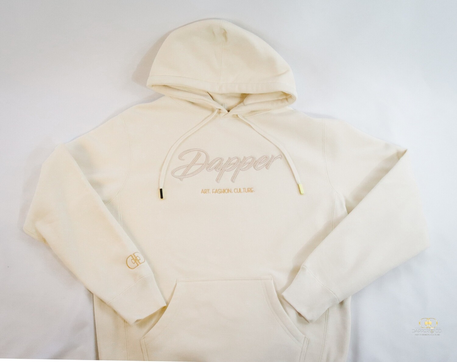 "Content & Character" Hoodie in Buttercream/Champagne"