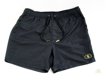 &quot;Paradise&quot; Swim Short in Black/Gold (Logo Edition)