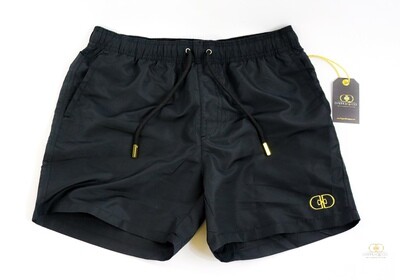 "Paradise" Swim Short in Black/Gold (Logo Edition)