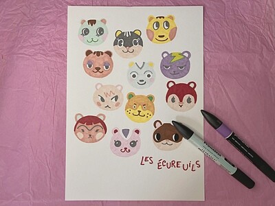 les écureuils animal crossing illustration originale