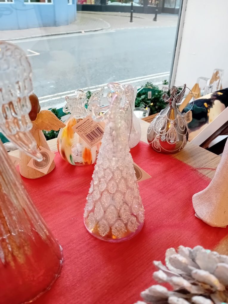 Glass Light Up Angel with Bead Decoration