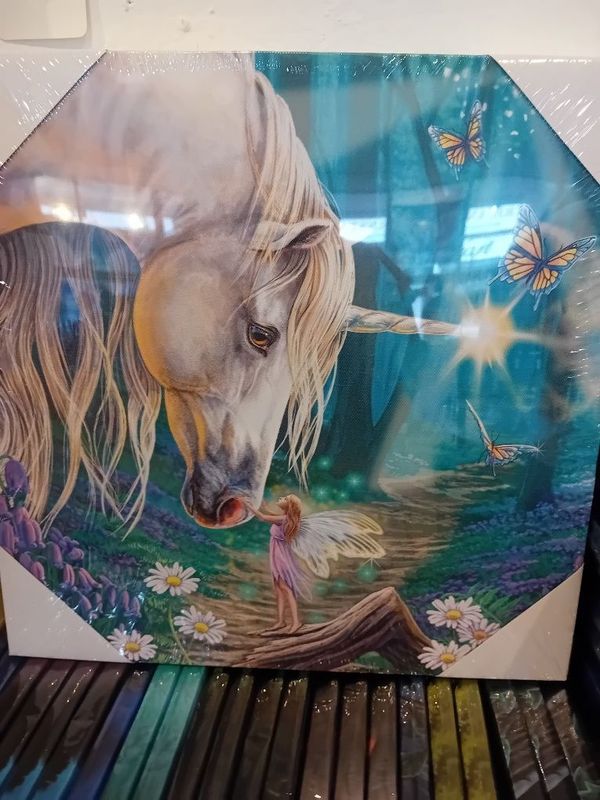Light up Unicorn with Fairy print on canvas