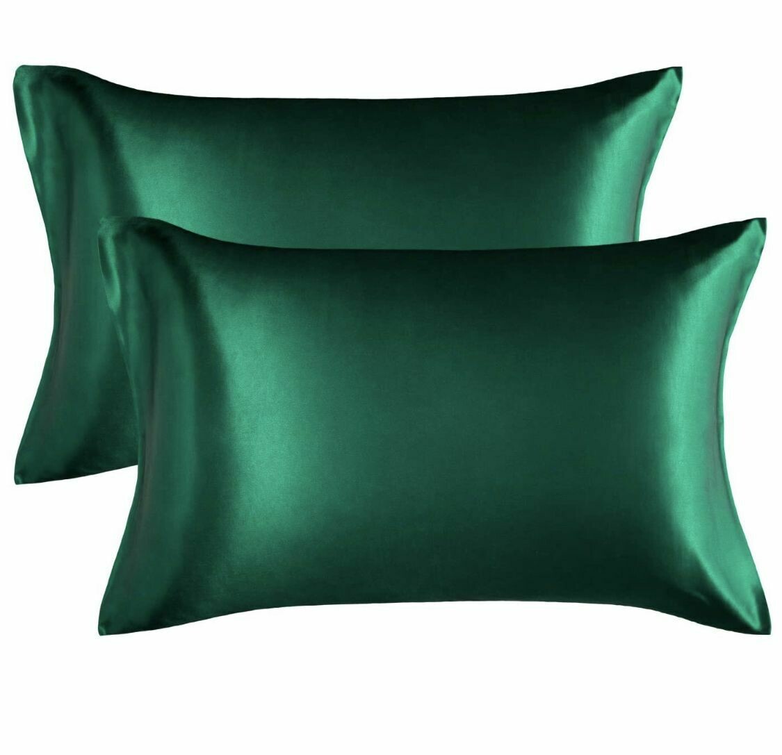 Satin'ista Emerald Green Satin Pillowcase Set