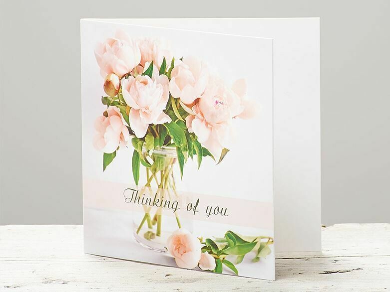 Pink Peony Thinking of You Greetings Card