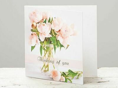 Pink Peony Thinking of You Greetings Card