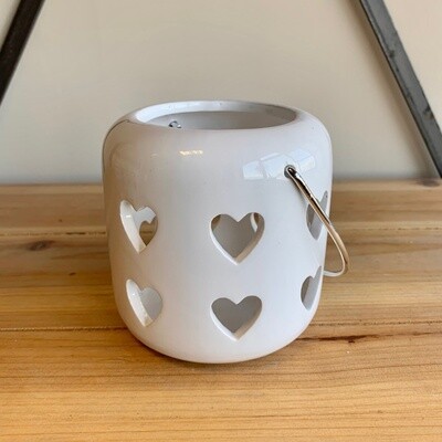 Sleek White Heart Lantern