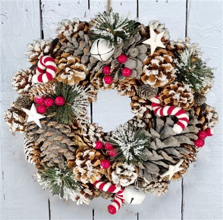 Artificial Candy Cane 30cm Wreath