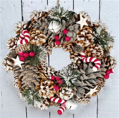 Artificial Candy Cane 30cm Wreath
