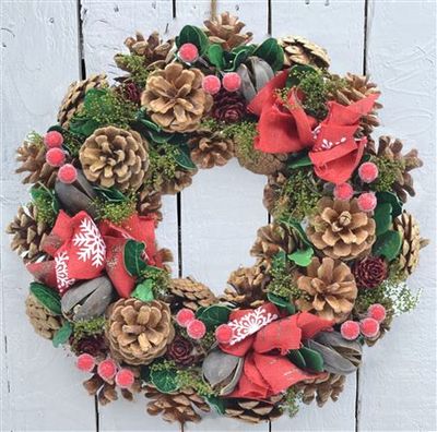 Artificial Seasonal Pine Cone 30cm Wreath
