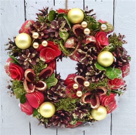 Artificial Christmas Rose 30cm Wreath